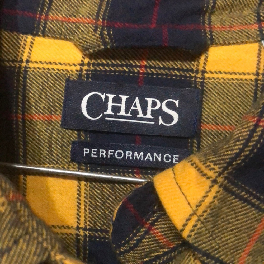 Chaps Yellow‎ and Navy Plaid Shirt